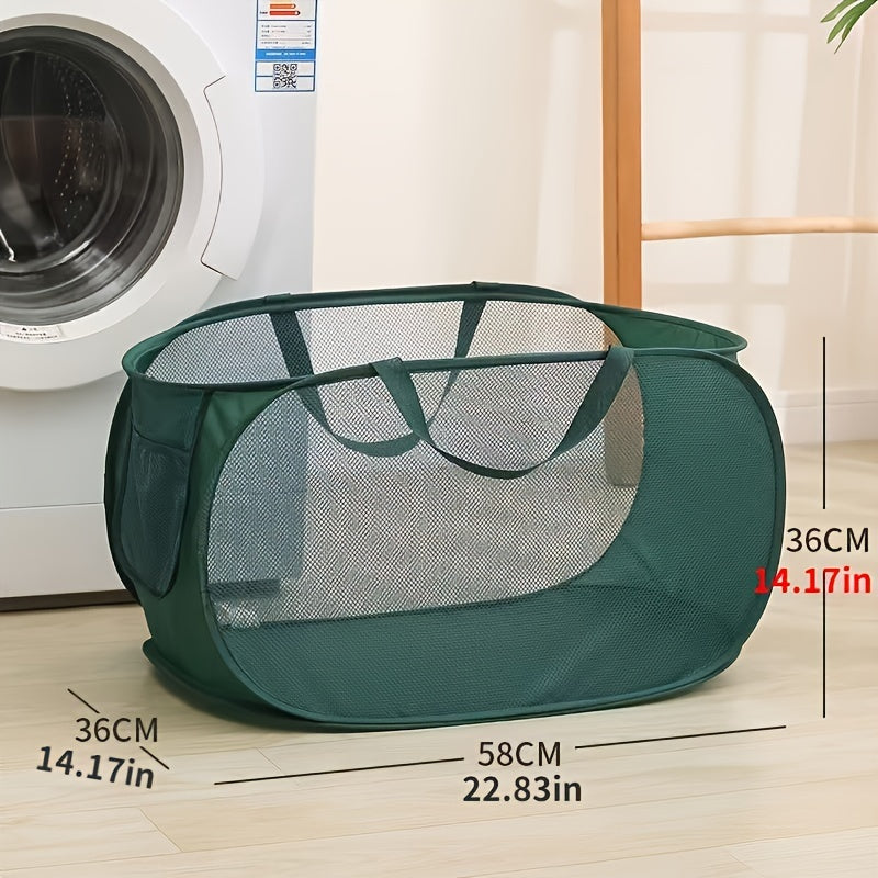 Large, Foldable Mesh Laundry Hamper with Handles - Versatile Storage Bag for Dirty Clothes in Various Rooms