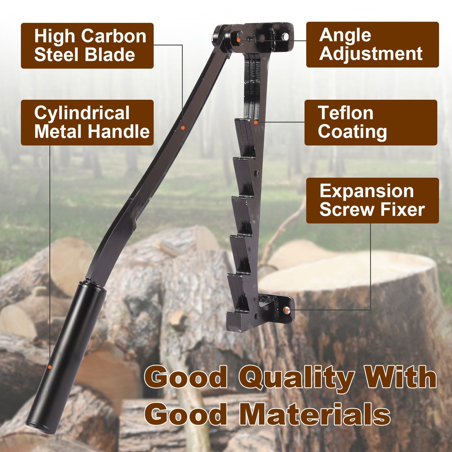 Firewood Splitter Kit: Mounts on Wall with Gloves and Storage Bag Included - Made of Strong Cast Iron, Ideal for Camping and Yard Work