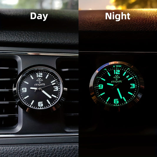 1pc Luminous Decorative Car Clock with Super Luminous Fonts for High-End Cars and Home/Office Use.