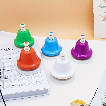 FF Bonfires 8-Tone Diatonic Hand Bell Set: Colorful, Durable Percussion Instruments with Easy-to-Read Notes for Music Enthusiasts and Party Favors.