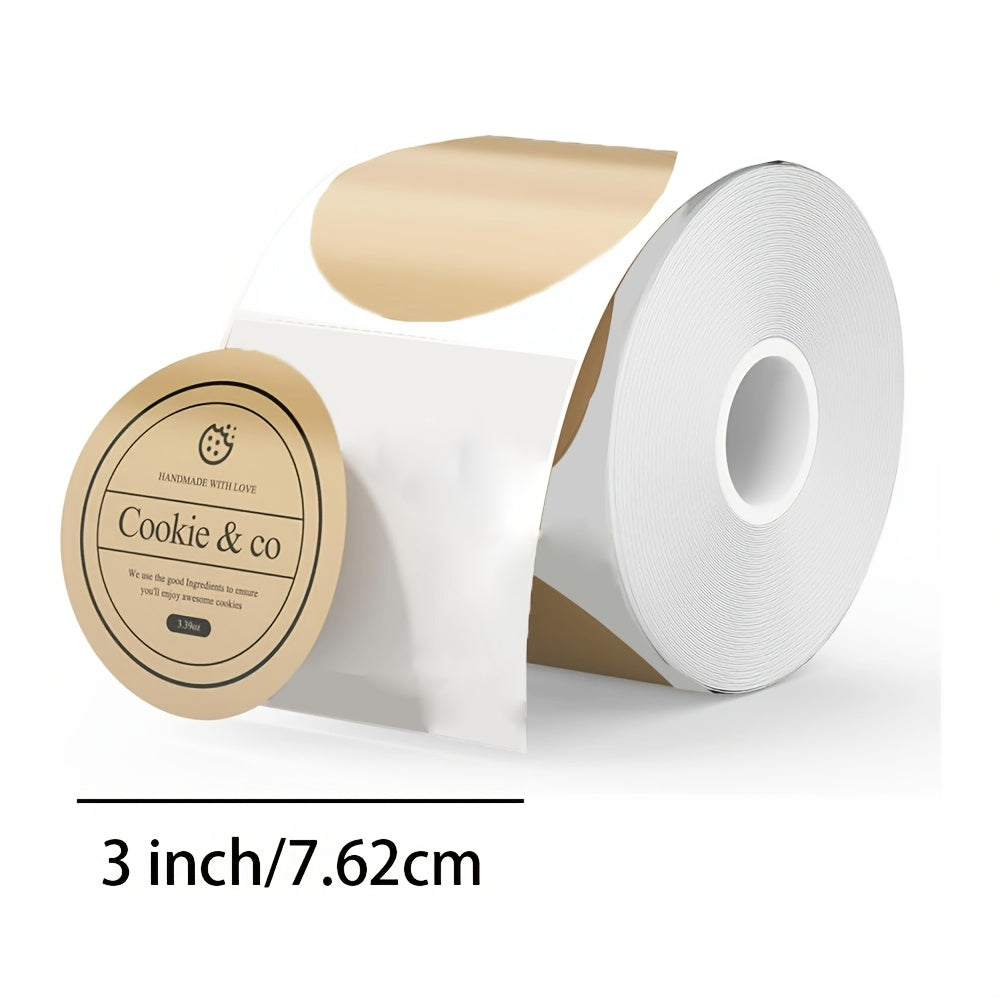 250 Round 3-Inch Brown Thermal Labels for Small Businesses and Office Use