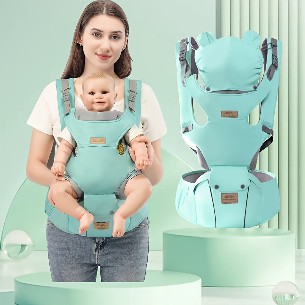 Gray 6-in-1 Youngsters Car Seat with Hip Seat for Children aged 0-48 months and weighing 3.18-20.41 KG. Features head support, breathable mesh, and adjustable soft ergonomic design. Ideal for daily family activities and travel.