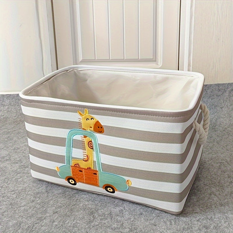 Spacious Lion Design Laundry Basket - Grey Organizer for Storing Toys, Clothing, and Miscellaneous Items