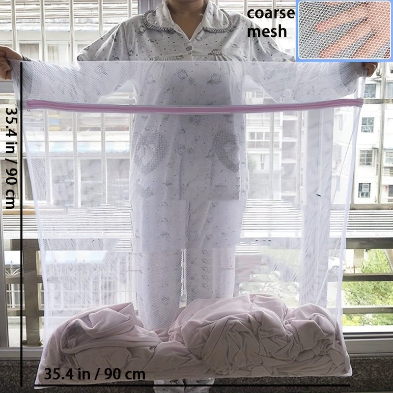 Large Mesh Laundry Bag with Zipper - Perfect for Delicate Items, Quilts, Pet Beds, and More - Strong Washing Machine Bag for Down Jackets, Curtains, and Sheets - Resistant to Deformation, Rectangular Shape, Versatile Organizer for Laundry