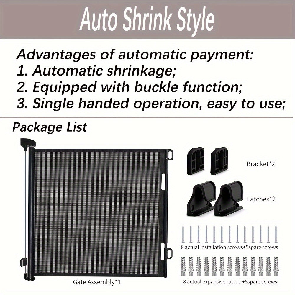 Easy to Install Safety Gate for Babies and Children - Sturdy ABS Plastic Retractable Gate with Mesh for Home Safety, Pet Barrier - No Assembly Necessary, Perfect for Ages 0-3