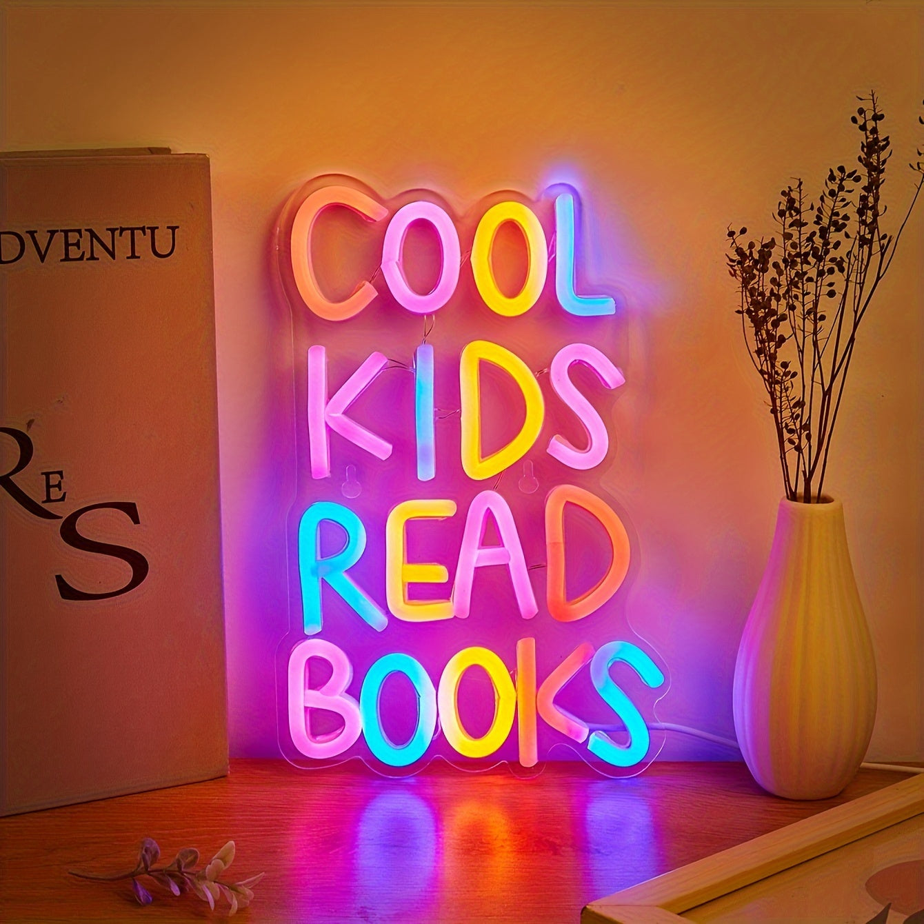 USB powered plastic neon sign with switch control, perfect for kids room or home decor.