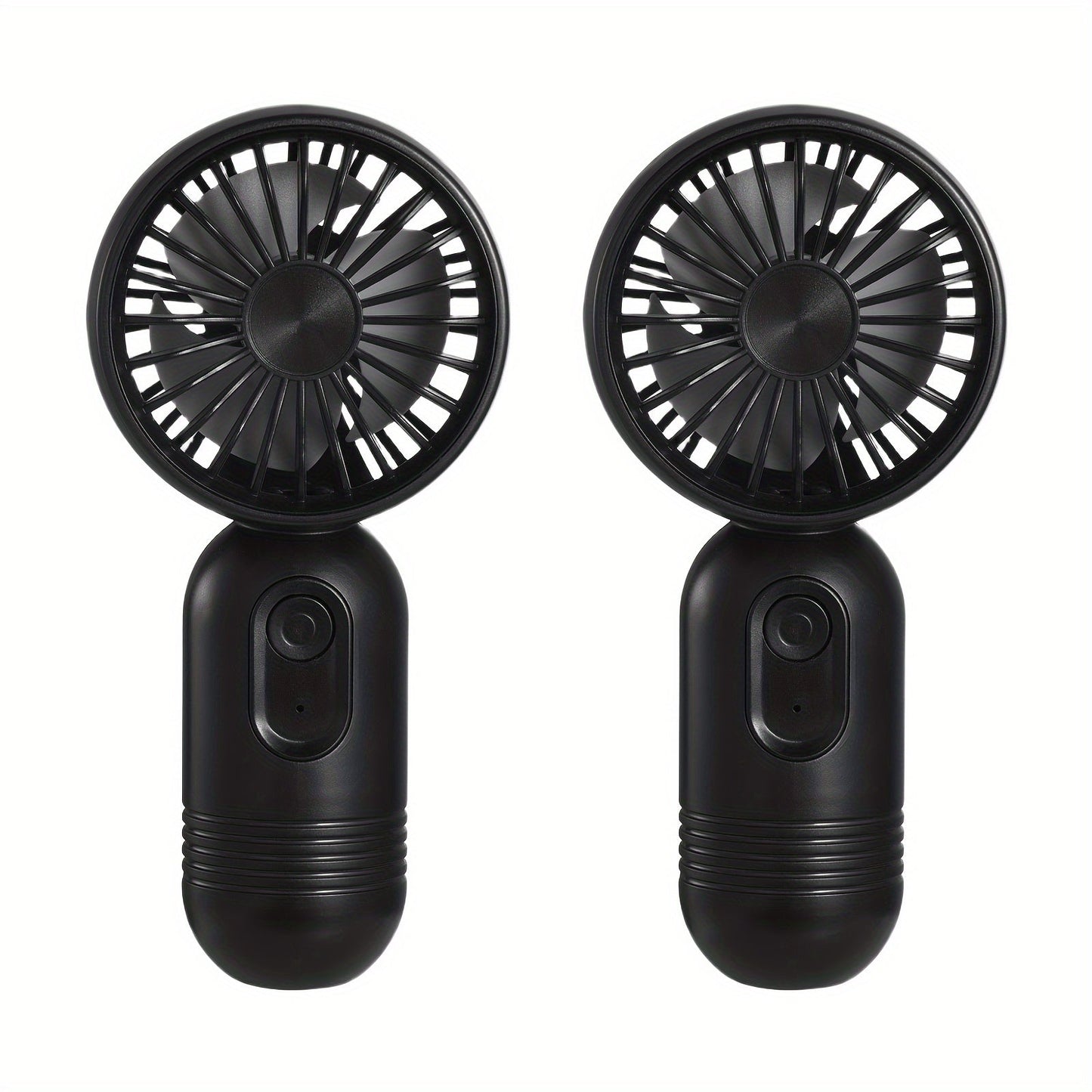 Stay cool in hot weather with this set of 2 Hanging Neck Fans with lanyards, perfect for office, outdoor activities, travel, and camping. These mini portable fans feature USB charging, 3 speeds, and are ideal for makeup touch-ups. A must-have for female