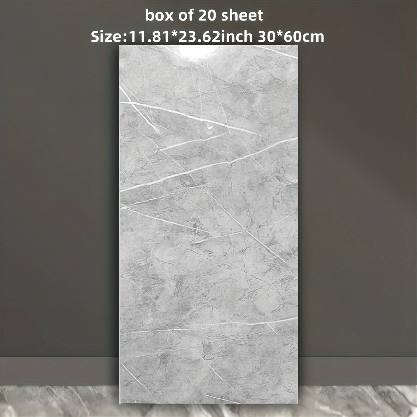 10pcs and 20pcs self-adhesive foam imitation marble tiles in PVC and PE materials with washable straight puzzle pattern. Suitable for living room, kitchen, bathroom, and home waterproof wall stickers. Can be cut to fit any size, perfect for home