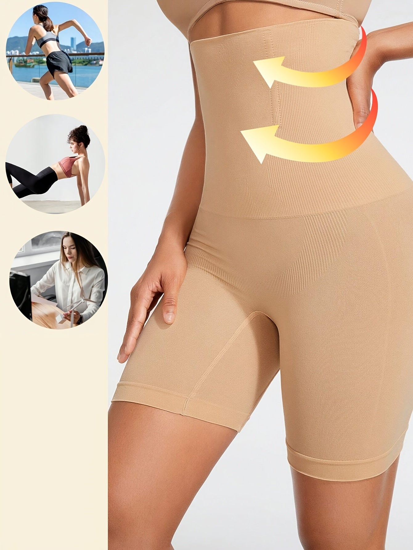 High waist tummy control shaper shorts for women in solid black. Features butt lifting, thigh slimming, and seamless design with breathable nylon fabric.