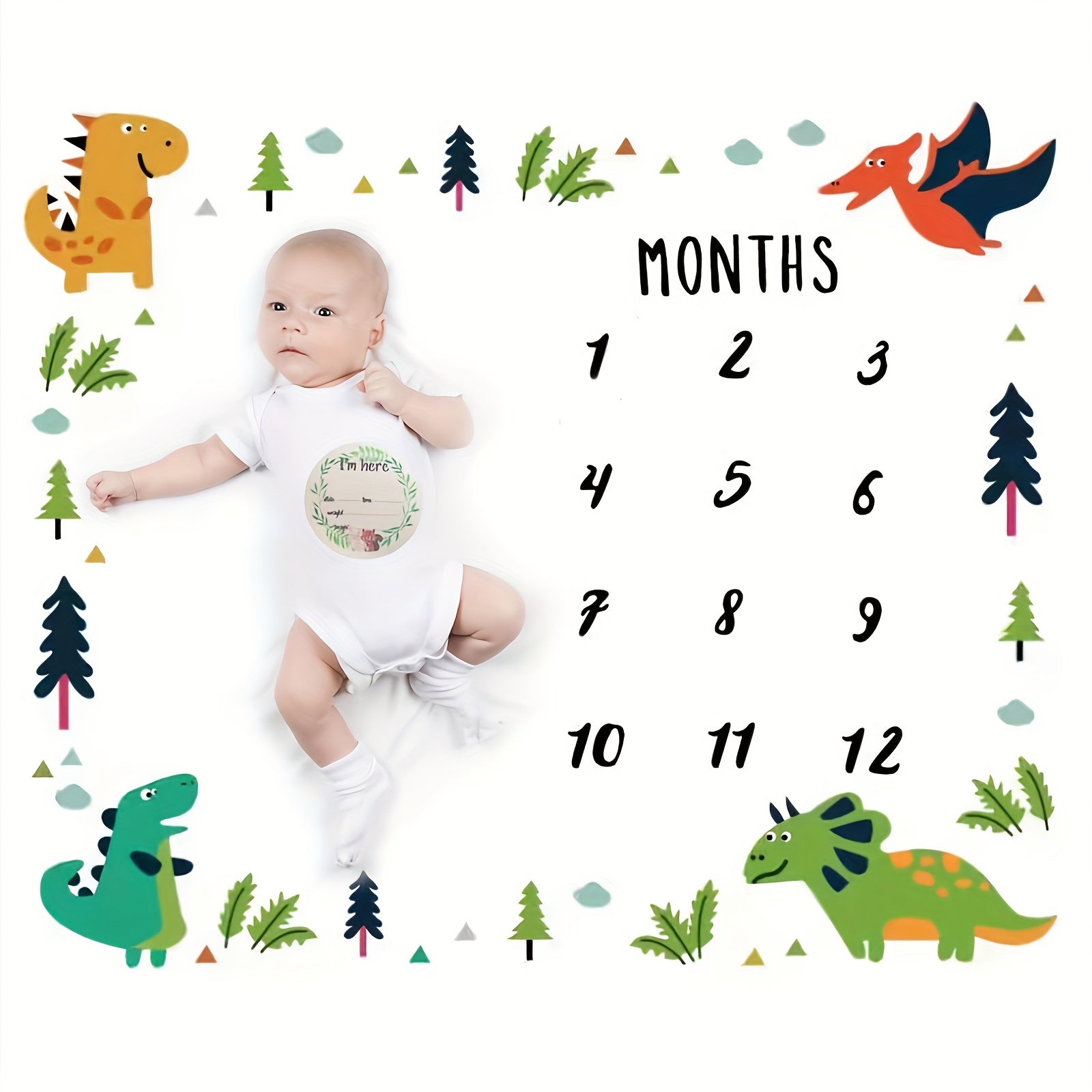 Capture your newborn's growth milestones with our DIY Dinosaur print background cloth, perfect for monthly photo shoots. The ideal photo accessory for both infant boys and girls.