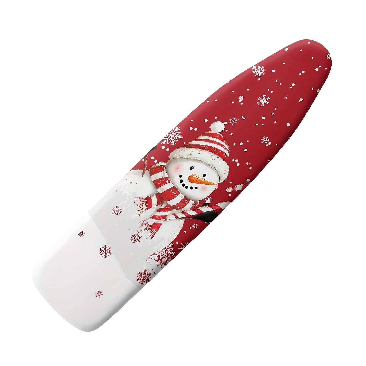 Protective Christmas snowman print ironing board cover for standard size boards, featuring a dust-proof and stain-resistant cloth. Add a cute holiday decor touch to your ironing routine.