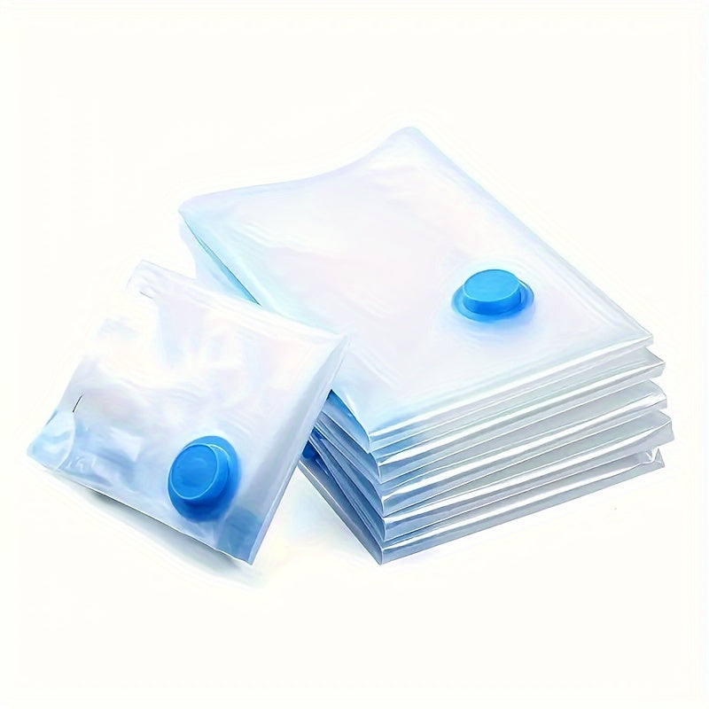 Save space on travel accessories with a set of 6-pack rectangle plastic space saver bags. These dustproof seal storage containers come with a hand pump for easy vacuum compression. Perfect for dorms, closets, wardrobes, and bedrooms. Ideal for organizing