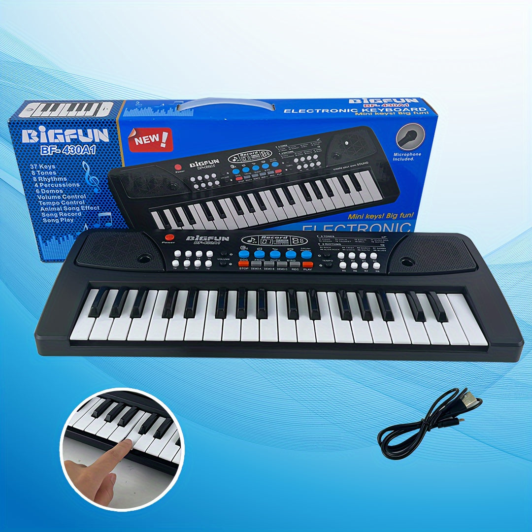 37-Key Digital Piano Keyboard with Microphone - Ideal for Music Education, Interactive Learning, and Teaching Beginners - Battery-Powered Piano for Enthusiasts.