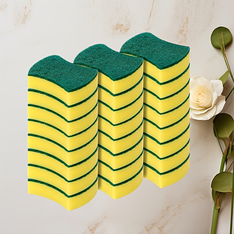 10/12/24 pieces of versatile cleaning sponges. These double-sided scouring pads are perfect for all your home cleaning needs. Use them as dishwashing sponges or premium kitchen sponges. Their durable and anti-scratch design ensures they last. Plus, they