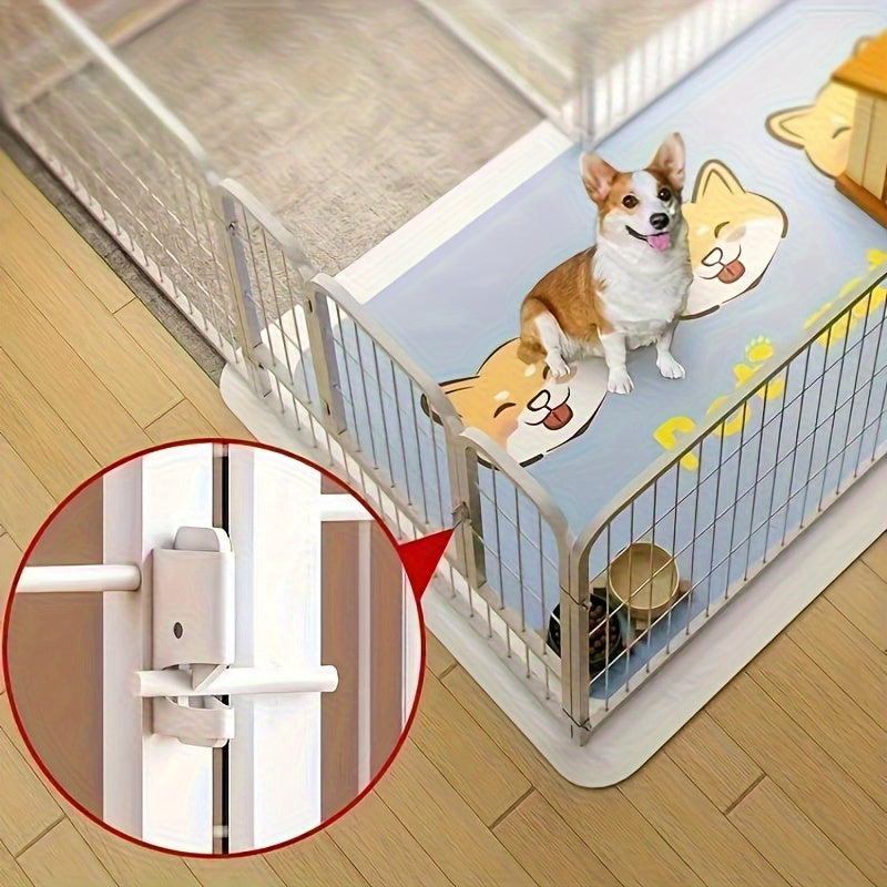 Metal dog cage suitable for small to medium breed dogs, with spacious interior and door, suitable for indoor/outdoor use.