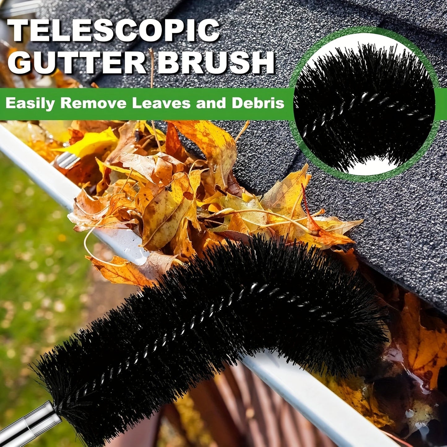 The Telescopic Gutter Cleaning Tool is a convenient solution for maintaining clean roof gutters. With a 3.2 meter extendable design, this equipment includes 2 brushes and 8 telescopic poles to easily reach and clean out leaves, debris, window gutters