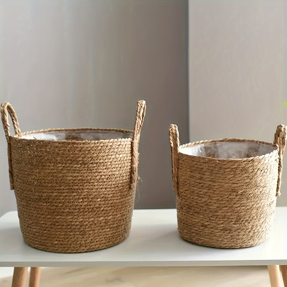 1 Set of Woven Nordic Plant Flower Pots and Extra Large High-end Storage Baskets