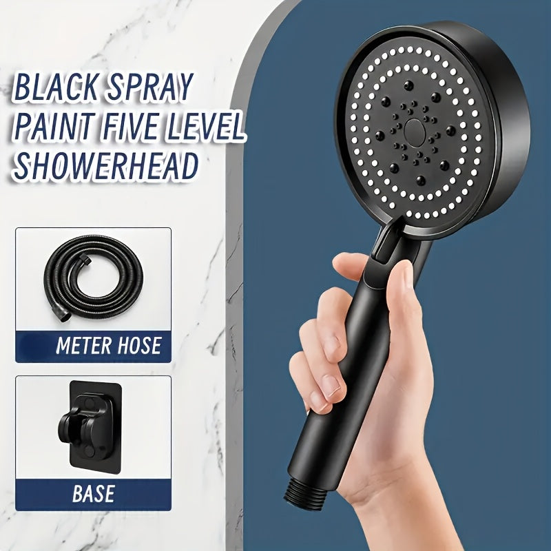 Upgrade your shower with our modern, high-pressure water-saving shower head. Featuring an adjustable bracket and flexible hose for a customizable experience. Made of PVC material, this