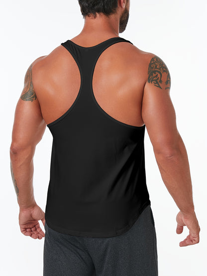 Casual, sleeveless, breathable tank top with cartoon panda print for men.