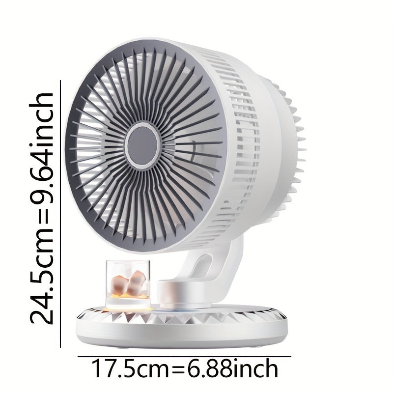 Portable USB desktop fan that is energy-efficient and stylish. Easy to carry and ultra-quiet with a timer. Adjustable angle for optimal airflow. Perfect for home, office, library, bedroom, or outdoor travel. Made of durable plastic material.