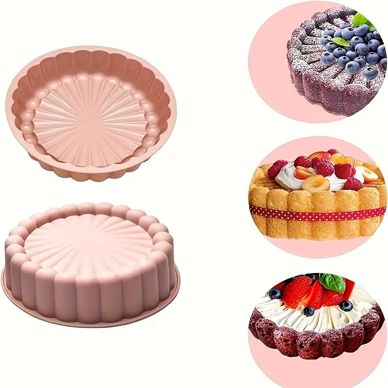 1 piece of Cake Mold, Round Cake Pan, Non-stick Silicone Baking Pan for Wedding Birthday Parties, DIY Baking Tool, Multifunctional Household Kitchen Gadget