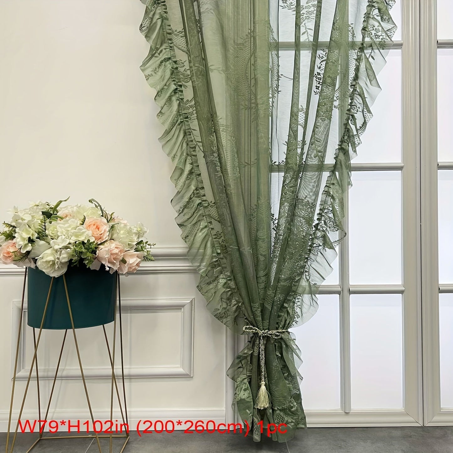 Enhance Your Home Decor with this Elegant White Lace Floral Sheer Curtain!