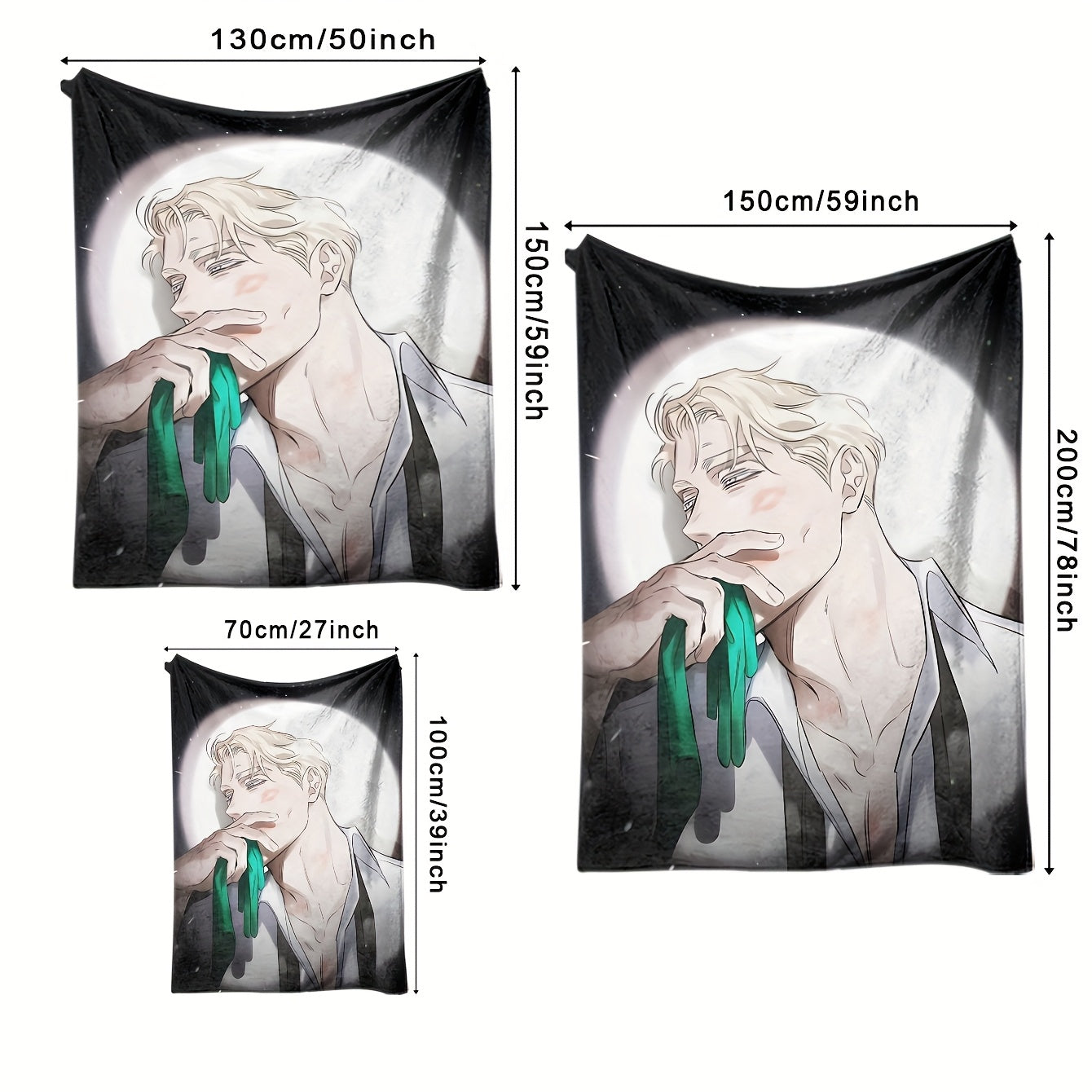 Ultra-soft flannel fleece blanket with a glamorous anime theme. Made from knitted polyester, this multipurpose throw is perfect for all seasons and can be used on the bed, sofa, living room, or game room. It is anti-allergy and features a digital print