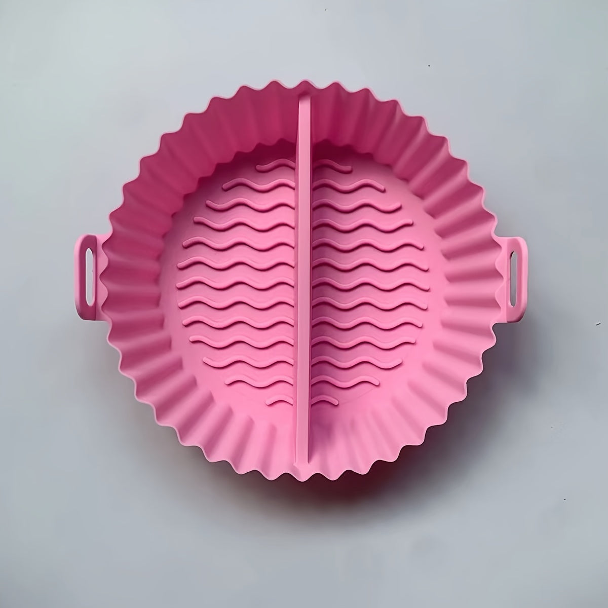 1 piece of a reusable air fryer liner that doubles as a divided air fryer baking pan and food grade silicone baking mat. This high temperature resistant silicone cake mold is a must-have for any kitchen, perfect for baking supplies and accessories. Ideal