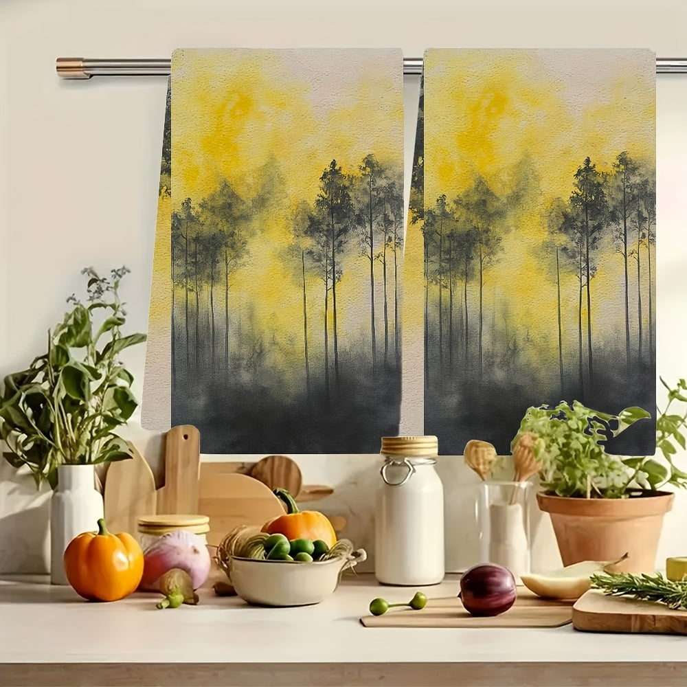 Two Coastal Style Kitchen Towels made from Super Absorbent Polyester Knit Fabric. These Contemporary Oblong Hand Towels are Machine Washable and perfect for Holiday Decor. Each towel measures 40.64x60.96 cm and can also be used as Dish Towels.