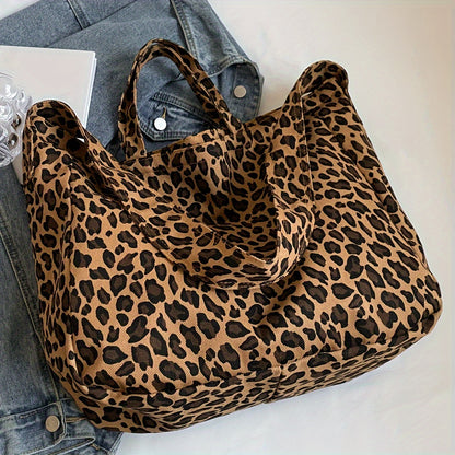 Leopard Print Tote Bag for Women – Stylish, Large Capacity, Versatile, Zipper Closure