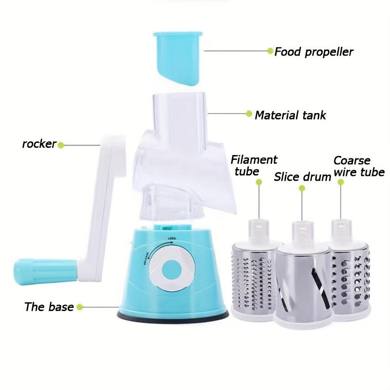 One-piece Vegetable Slicer with Multifunctional Fruit Slicer, TableTop Drum Grater, Manual Food Grater, Roller Vegetable Grater, Potato Cutter, Household Potato Chopper - Kitchen Stuff Gadgets and Accessories.