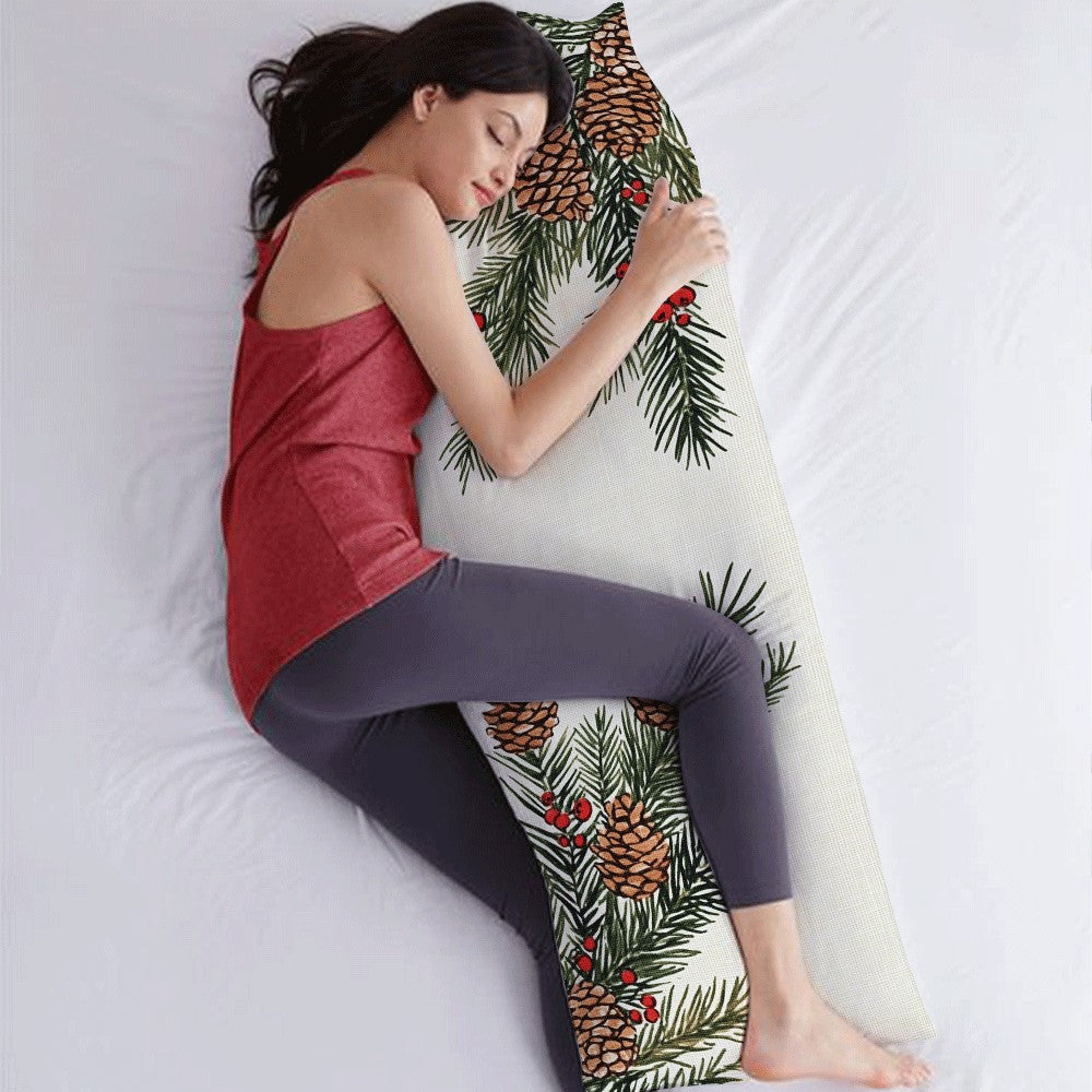 Long Body Pillow Cover made of cozy flannel fabric, measuring 137.16x50.8 cm. Features a zipper closure and is machine washable. Perfect for all-season use, this pillow cover has a casual style with a pine nut design, ideal for adding a touch of love