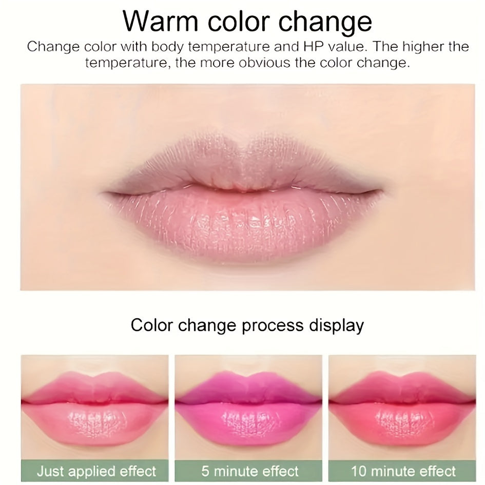 Aloe Vera Color-Changing Lipstick in Berry, Pink, and Red - Moisturizing, Long-Lasting, Non-Fading