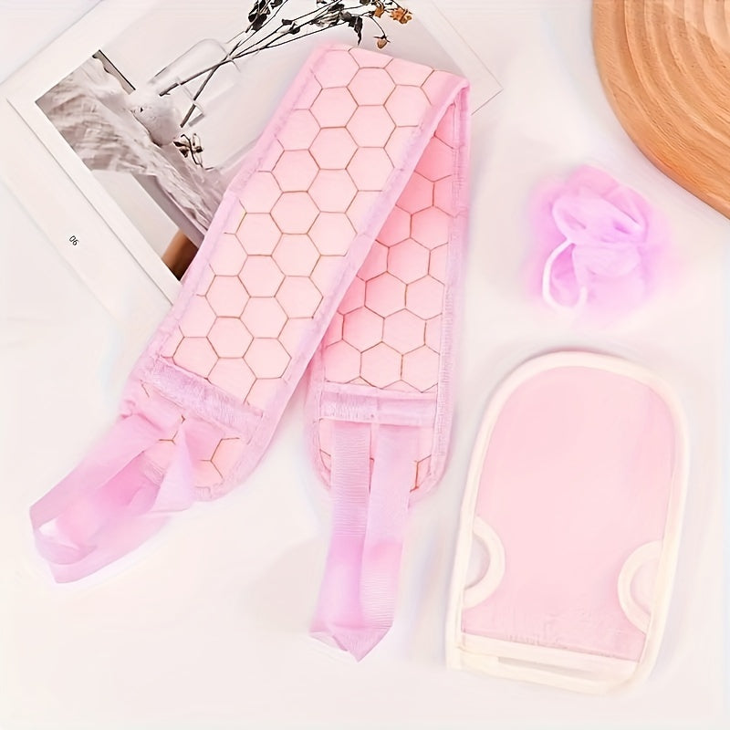 Exfoliating Bath Set: Scrubber, Brush, Gloves - Clean and Renew Skin