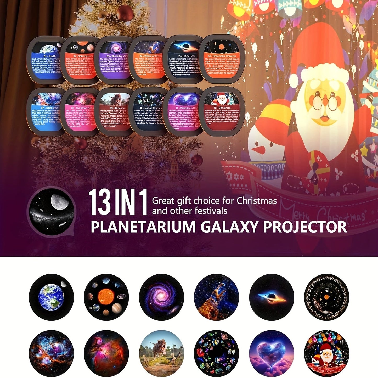 Get the Galaxy Projector with 13 Film Discs, Star Projector Planetarium Night Light Lamp Ceiling Space Starry Sky Projector with Light Strip Meteor and transform any bedroom into a cosmic wonderland. Perfect for a unique and magical gift idea for