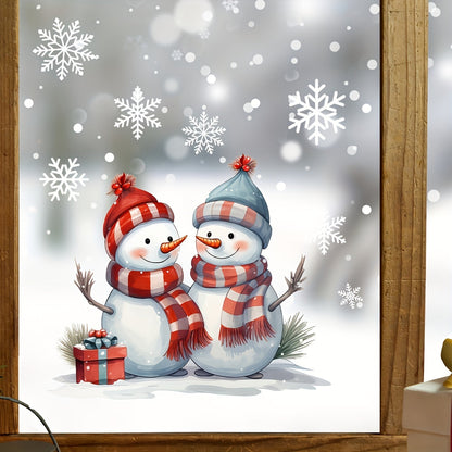 Get into the festive spirit with this set of vibrant Red Hat and Blue Hat Shiny Snowman Christmas Window Decals. Made from durable PVC material, these double-sided static cling stickers are perfect for adding a touch of holiday cheer to your home. Use