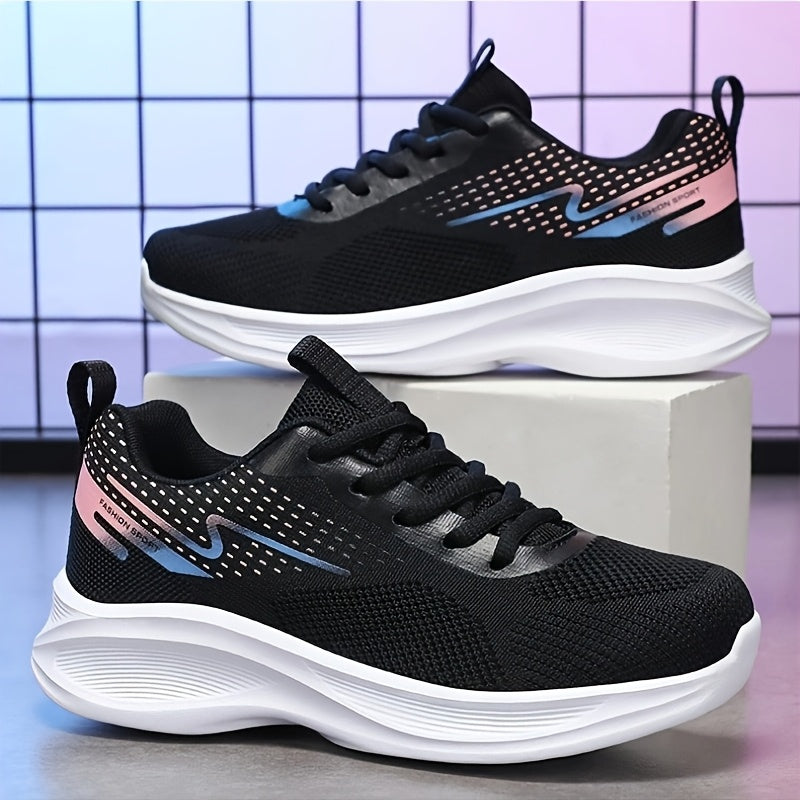 Mesh sneakers for women with breathable design, lightweight, comfortable lace-up, and anti-slip rubber sole, suitable for all seasons.