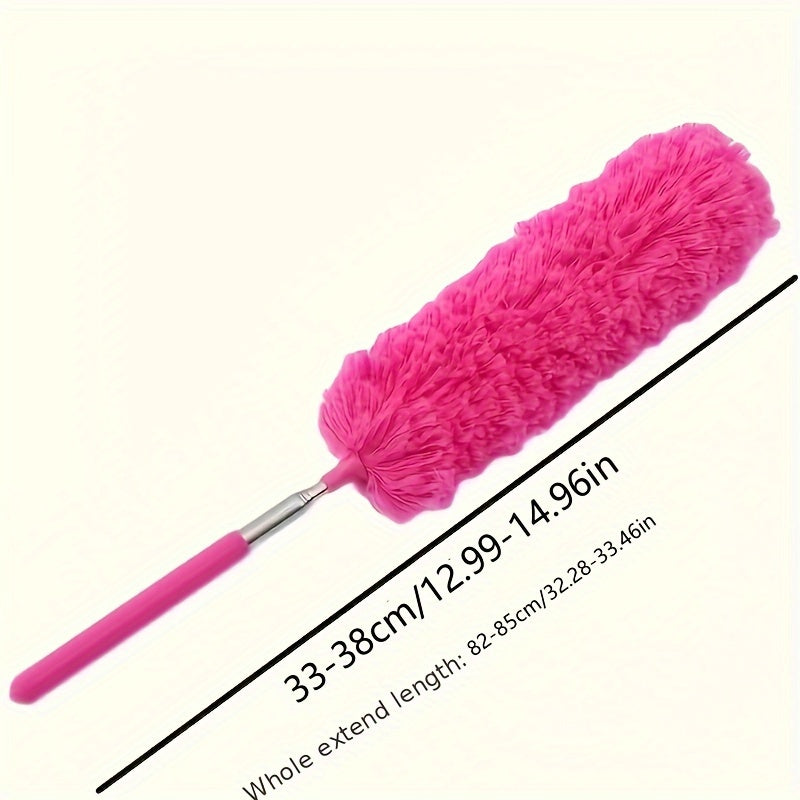 Microfiber Duster with Telescopic Handle - Flexible and Extendable Cleaning Tool for Ceiling, Fans, and Home - Stainless Steel, Washable and Environmentally Friendly - No Electricity Required.