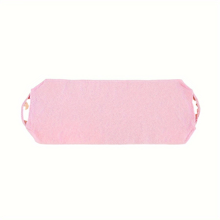 Exfoliating back scrubber towel with strong grip for deep clean and dead skin removal, fragrance-free.