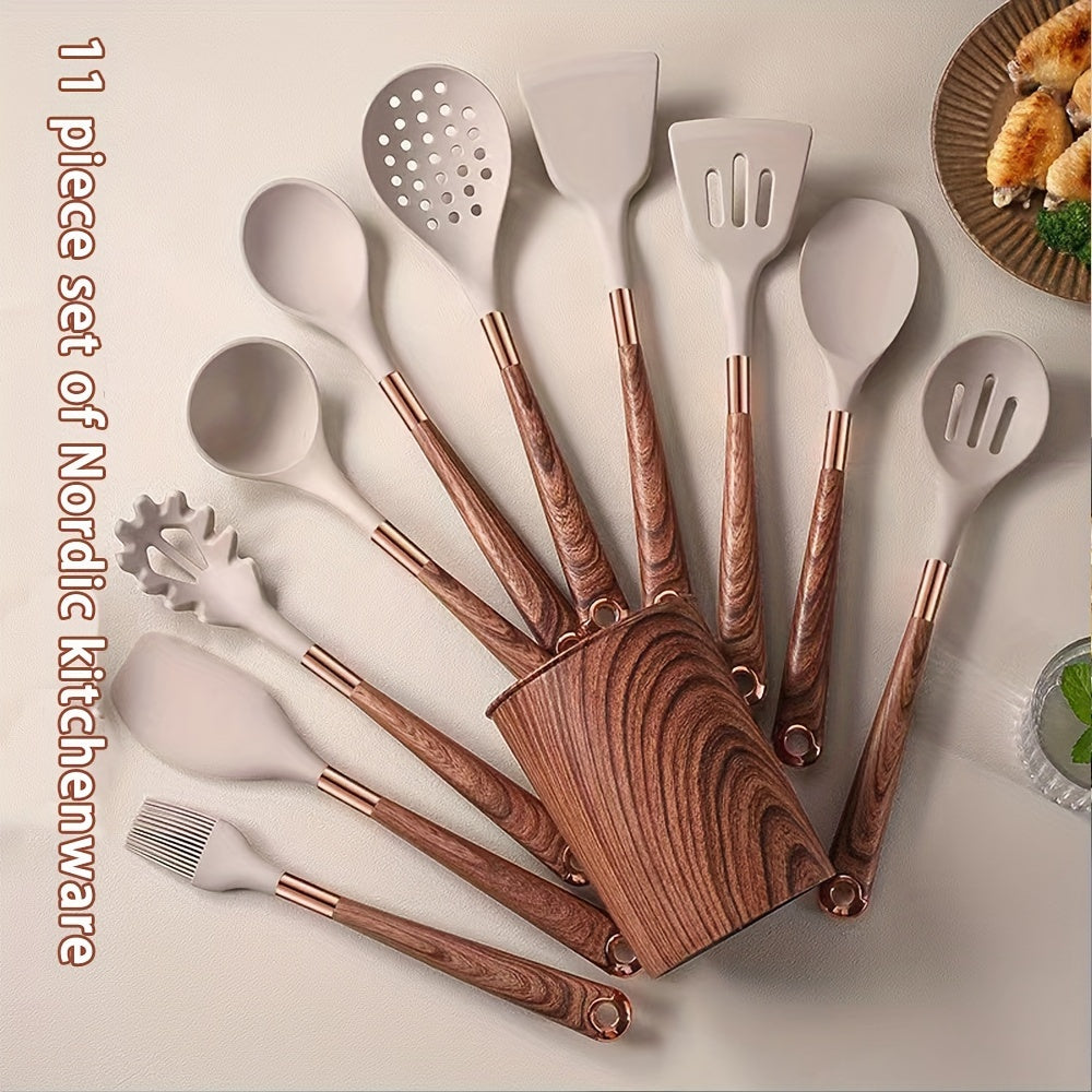 Set of 11 Nonstick Silicone Kitchen Utensils - Resistant to Heat, Great for Cooking & Baking - Perfect Gift for Festive Seasons like Halloween, Christmas, Easter, and Thanksgiving