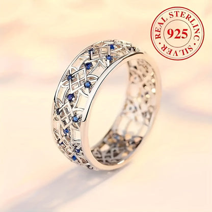 This stunning women's wedding ring is made of elegant 925 pure silver and features a beautiful blue super glossy zirconia stone. It is perfect for daily wear or as a special gift for occasions such as weddings, Valentine's Day, birthdays, parties, and