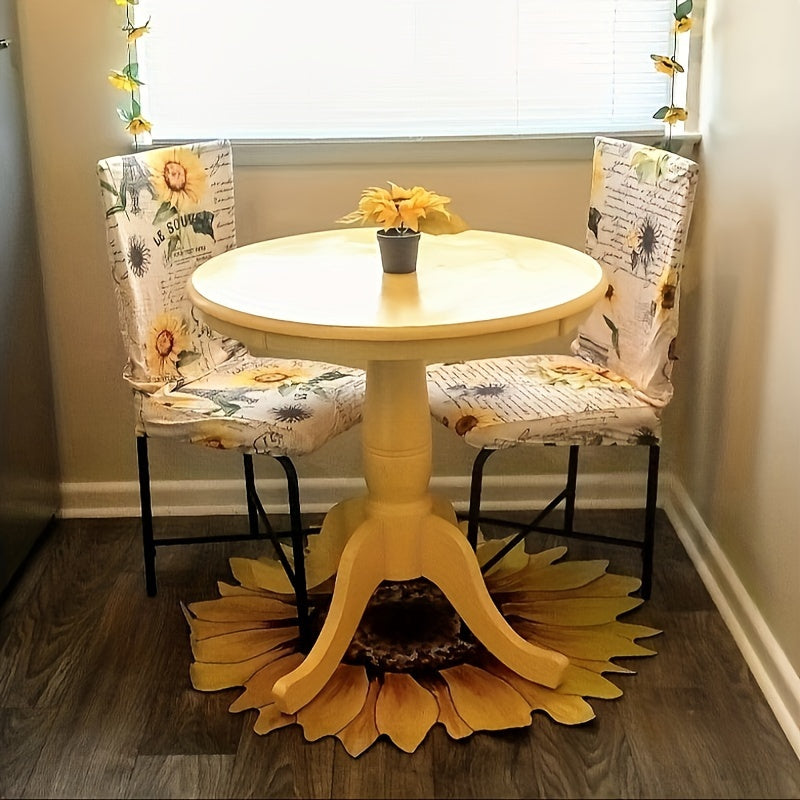 Upgrade your space with our Vibrant Sunflower-Inspired Area Mat! Made from soft polyester, this machine washable mat is perfect for the living room, bedroom, cloakroom, and more. Add a pop of color to any space with this stylish rug, perfect for