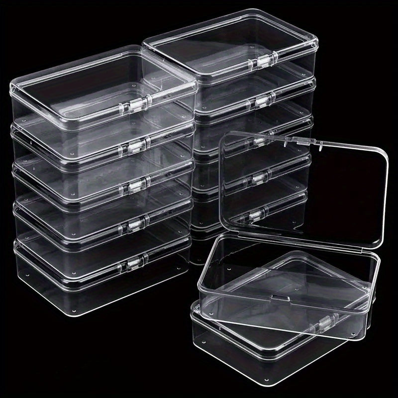 Clear plastic storage containers set with lids - ideal for organizing beads, game pieces, business cards, crafts, and canisters.