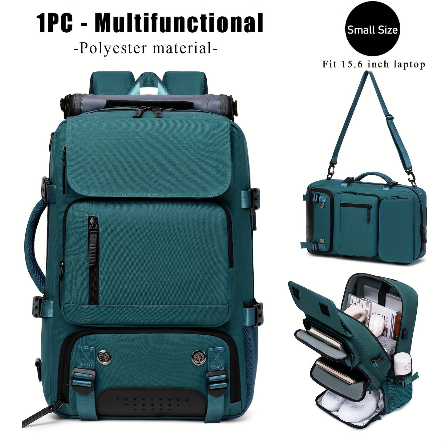 Waterproof 43.94cm laptop backpack set with USB charging port, separate shoe compartment, hand washable polyester street style backpack with sewing thread detail - ideal for business