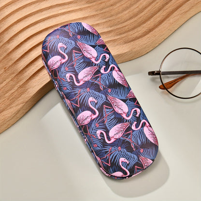 Durable Faux Leather Women's Glasses Case with Stylish and Chic Flamingo Print - A Fashionable Accessory