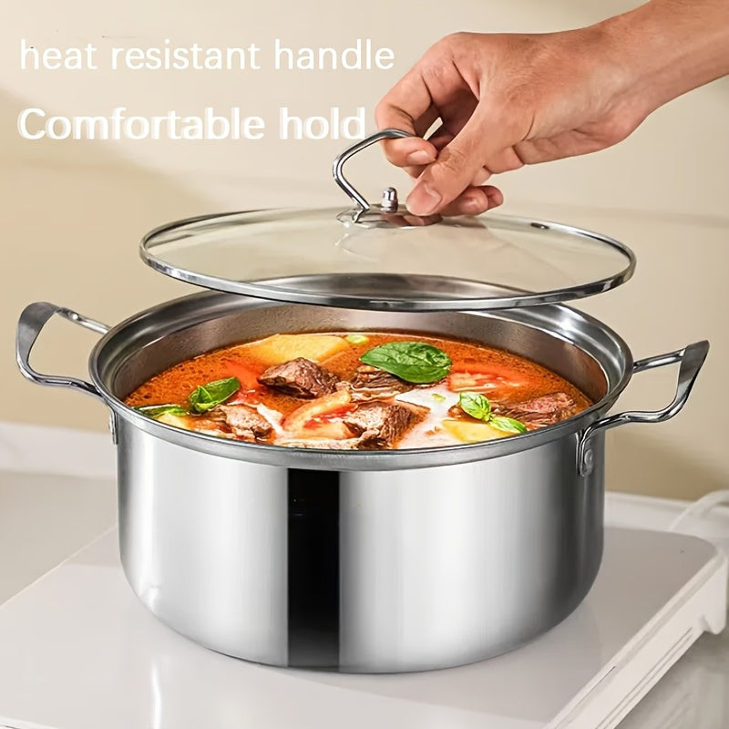 This 12-piece set includes a stainless steel stockpot with a single lid and double handles for easy grip. It comes with 5 pots, 5 pot lids, and two spoons, making it perfect for cooking soups, hot dishes, noodles, and seafood. This set is compatible with