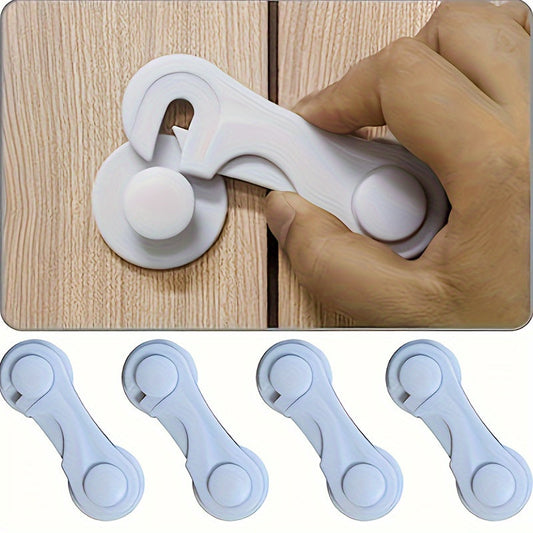 Set of 12 White Cabinet Door Locks with Adhesive, Secure Locks for Drawers, Cupboards, Fridges, Ovens, Closets, and Pantries, Door Latch Locks for Safety