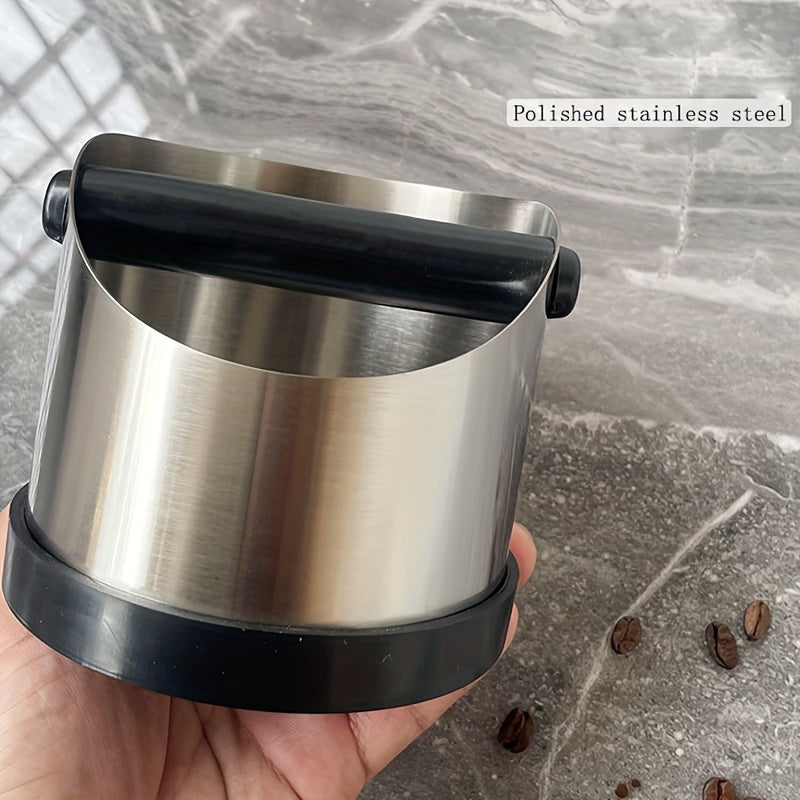 Stainless Steel Coffee Grounds Bucket for Espresso Machines - Removable Handle, Durable Waste Container for Home Use