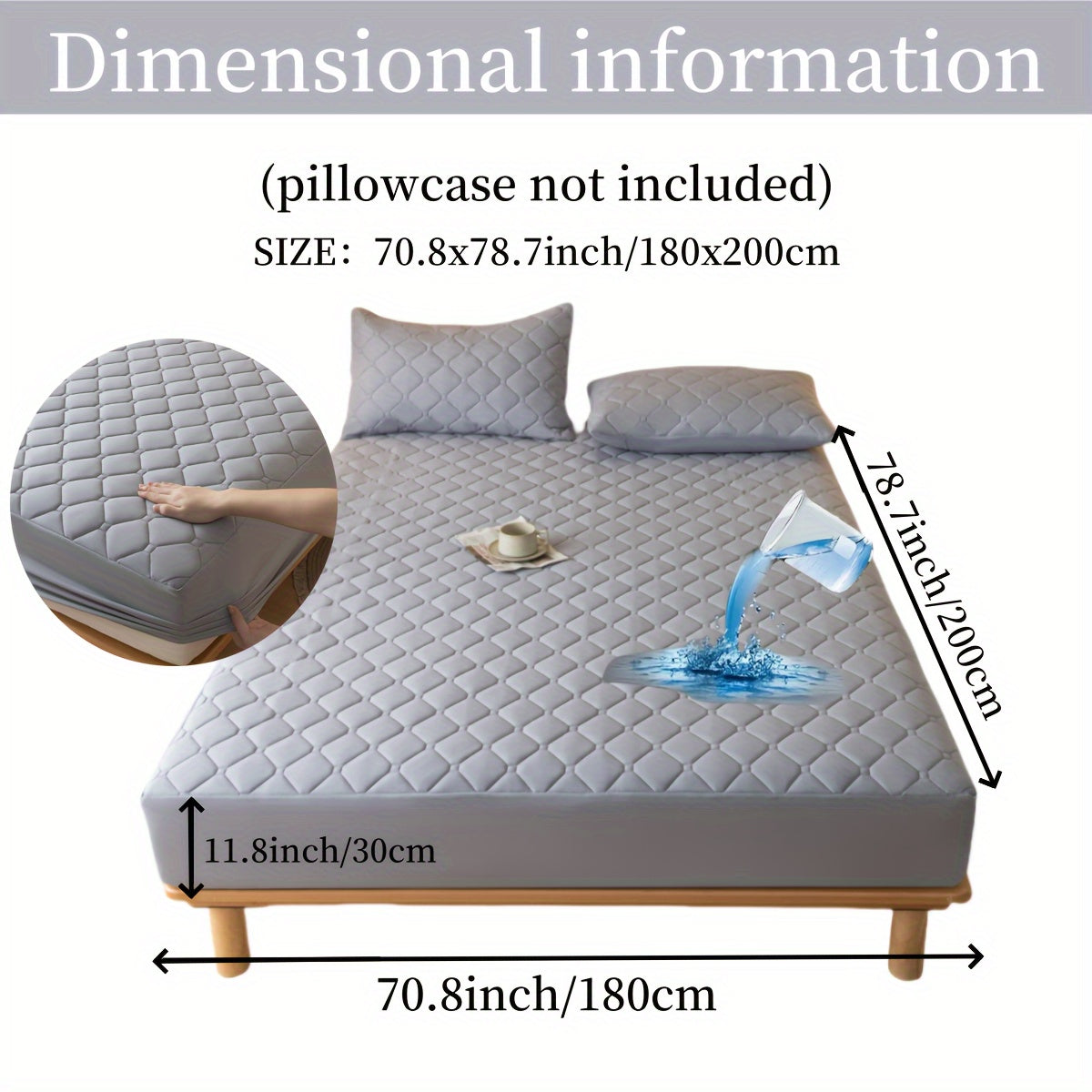 Waterproof Noiseless Embossed Mattress Protector with a 29.97cm Deep Fitted Cover, Dustproof and Thick Breathable Washable Incontinence Bed Sheet suitable for Single/Twin/Full/Queen/King Bed Sizes - Perfect for Bedroom, Guest Room, Apartment, or School