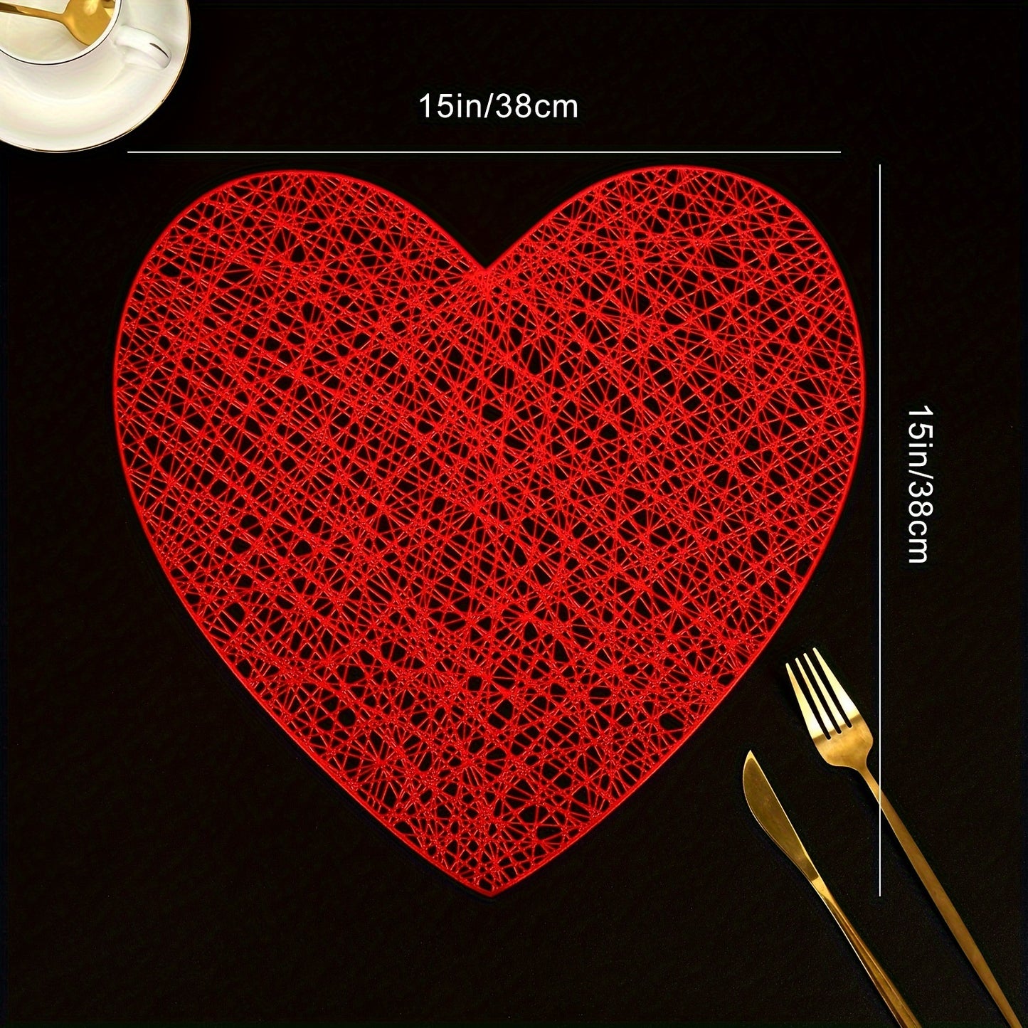 Valentine's Day placemats for restaurant and hotel dining tables, available in sets of 2, 4, 6, or 8 with heat insulation and anti-slip features.